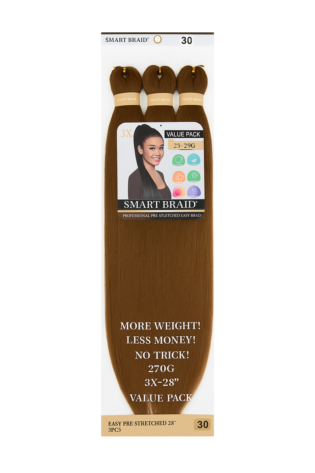 Meches pré-peignée 28 pouces couleur 30