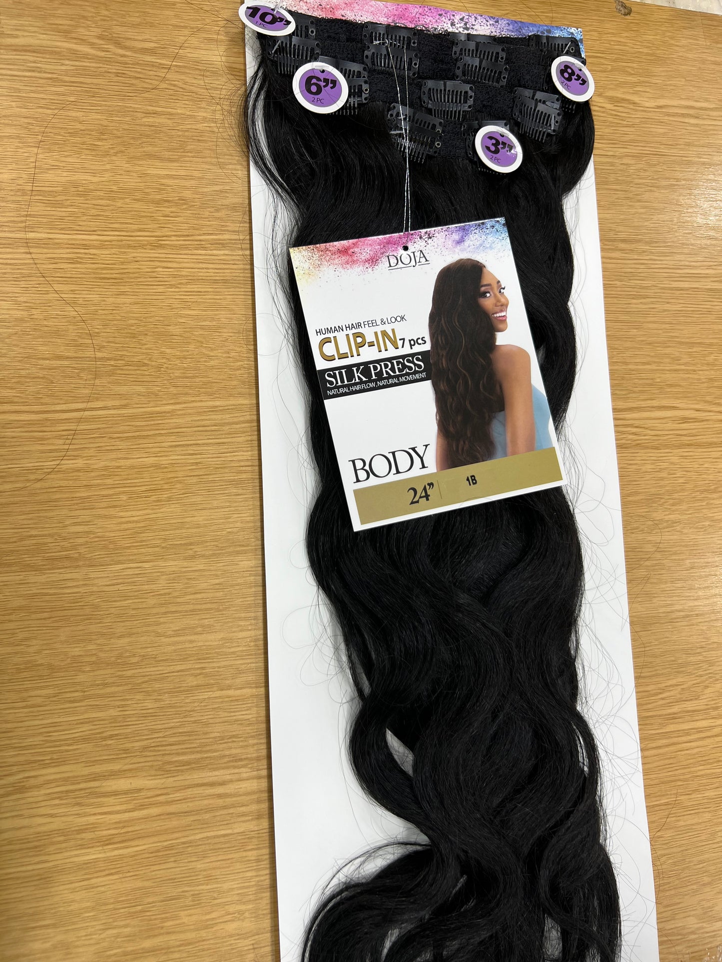 Mèches à Clips - CLIP IN DOJA BODY - extension de cheveux semi-naturelle couleur 1B