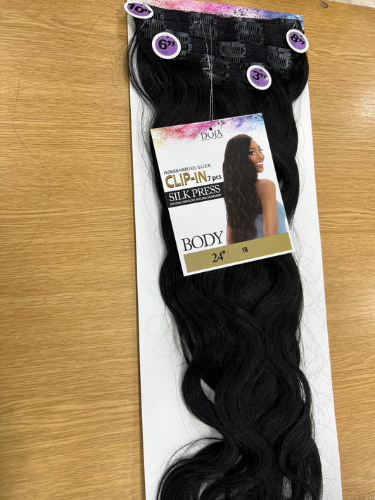 Mèches à Clips - CLIP IN DOJA BODY - extension de cheveux semi-naturelle couleur 1B