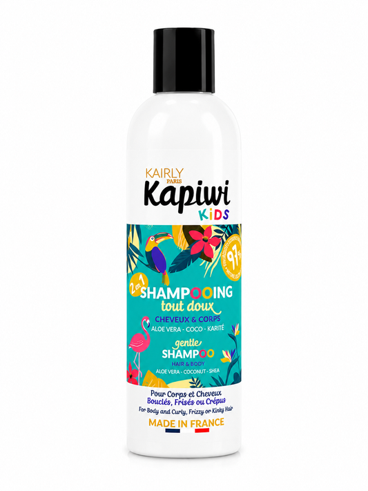 Shampooing Tout Doux 2 en 1 Cheveux & Corps - Aloe Vera, Coco & Karité - Kapiwi Kids